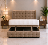 Atlantis Wing Ottoman Bed met voeteneinde en staand hoofdeinde