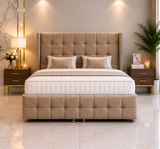 Atlantis Wing Ottoman Bed met voeteneinde en staand hoofdeinde