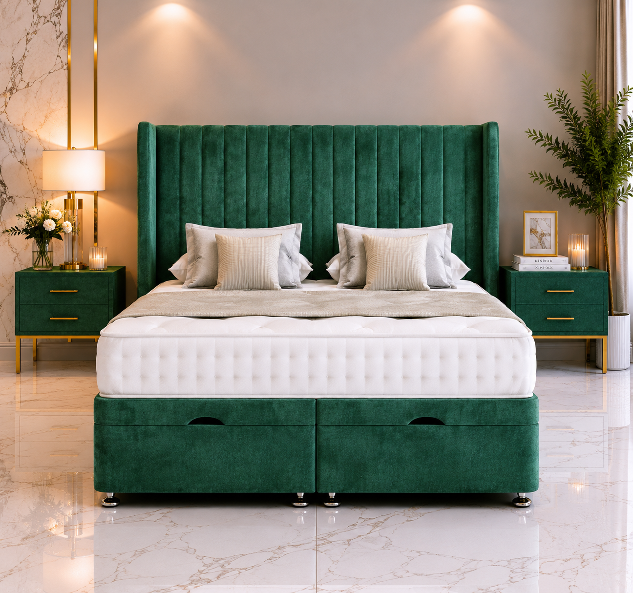 Lit ottoman Austin avec tête de lit sur pied