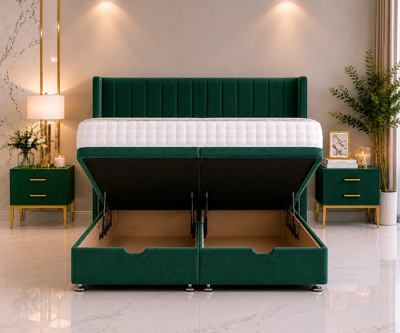 Lit ottoman Austin avec tête de lit sur pied