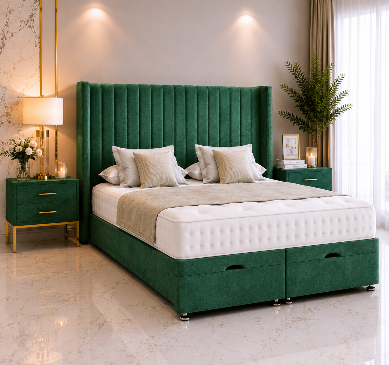 Lit ottoman Austin avec tête de lit sur pied