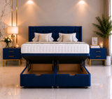 Berlin Ottoman Wing Divan Bed with Floorstanding Headboard