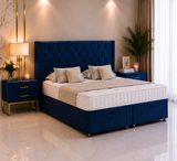 Berlin Ottoman Wing Divan Bed with Floorstanding Headboard