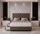 Lit sommier Chesterfield avec tête et pied de lit