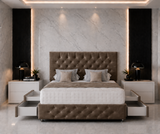 Lit sommier Chesterfield avec tête et pied de lit