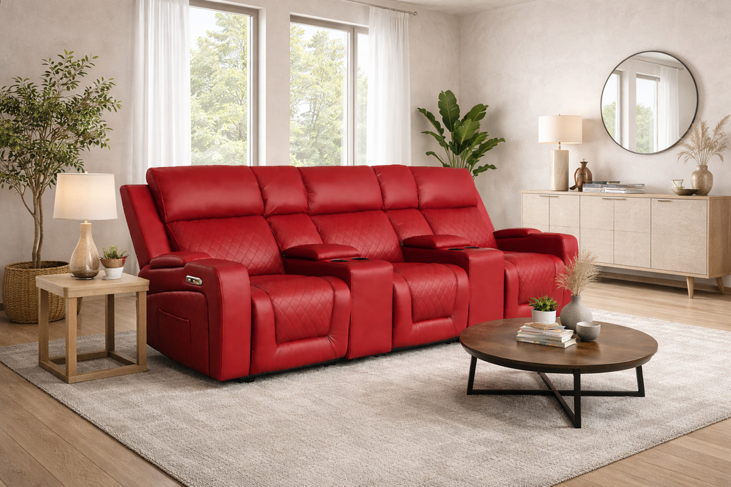 Scarlet Red Home Cinema Sofa 3 Seater