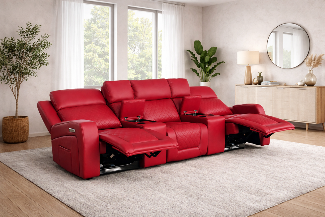 Scarlet Red Home Cinema Sofa 3 Seater