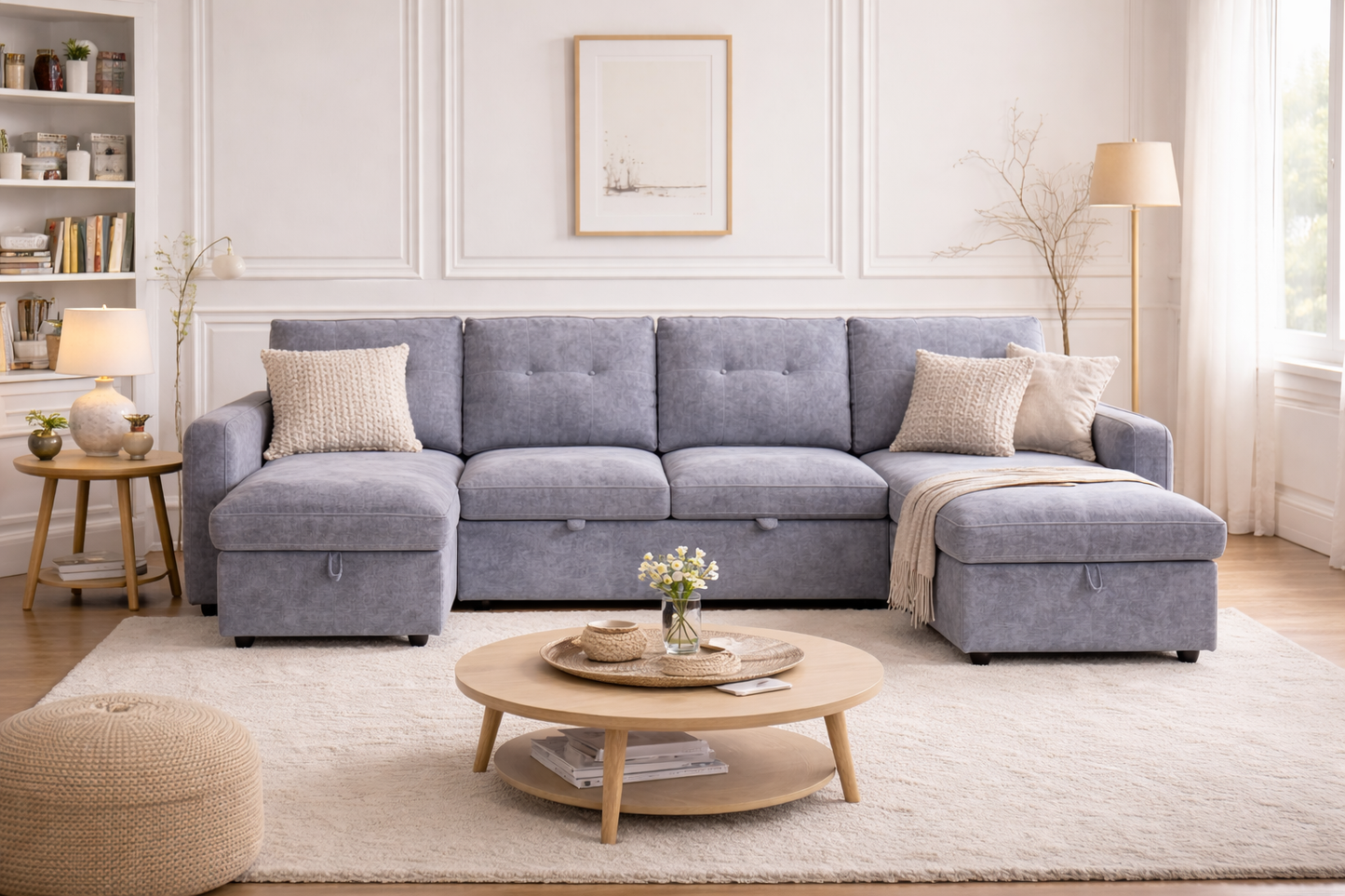 Lissa Sofabed Grey U Shape Corner