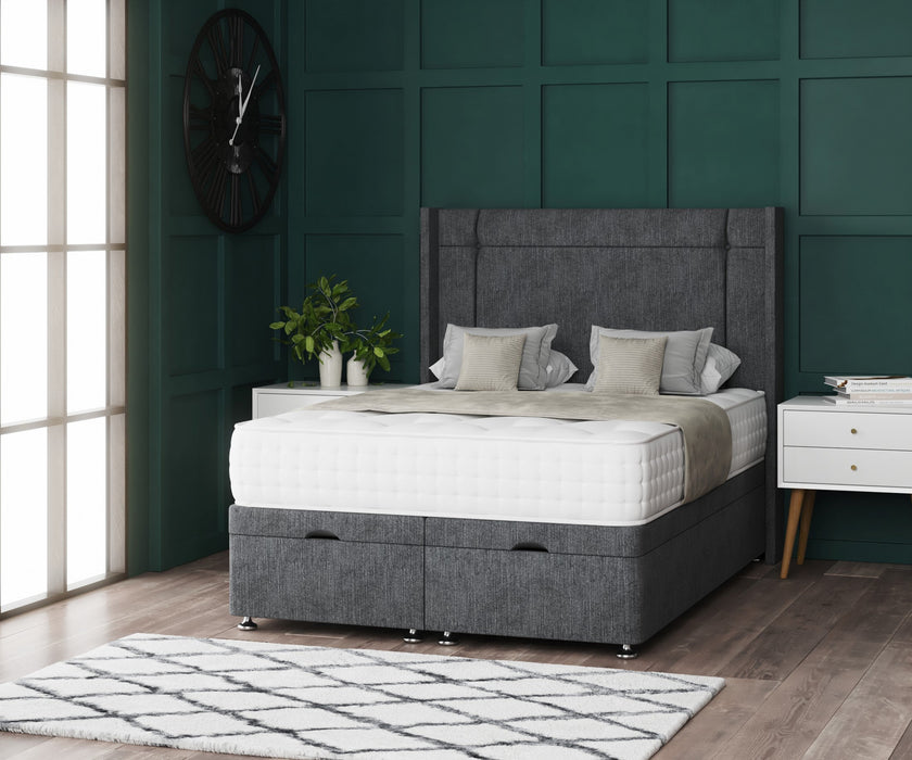 Charlotte Wing Ottoman Divan Bed met staand hoofdeinde