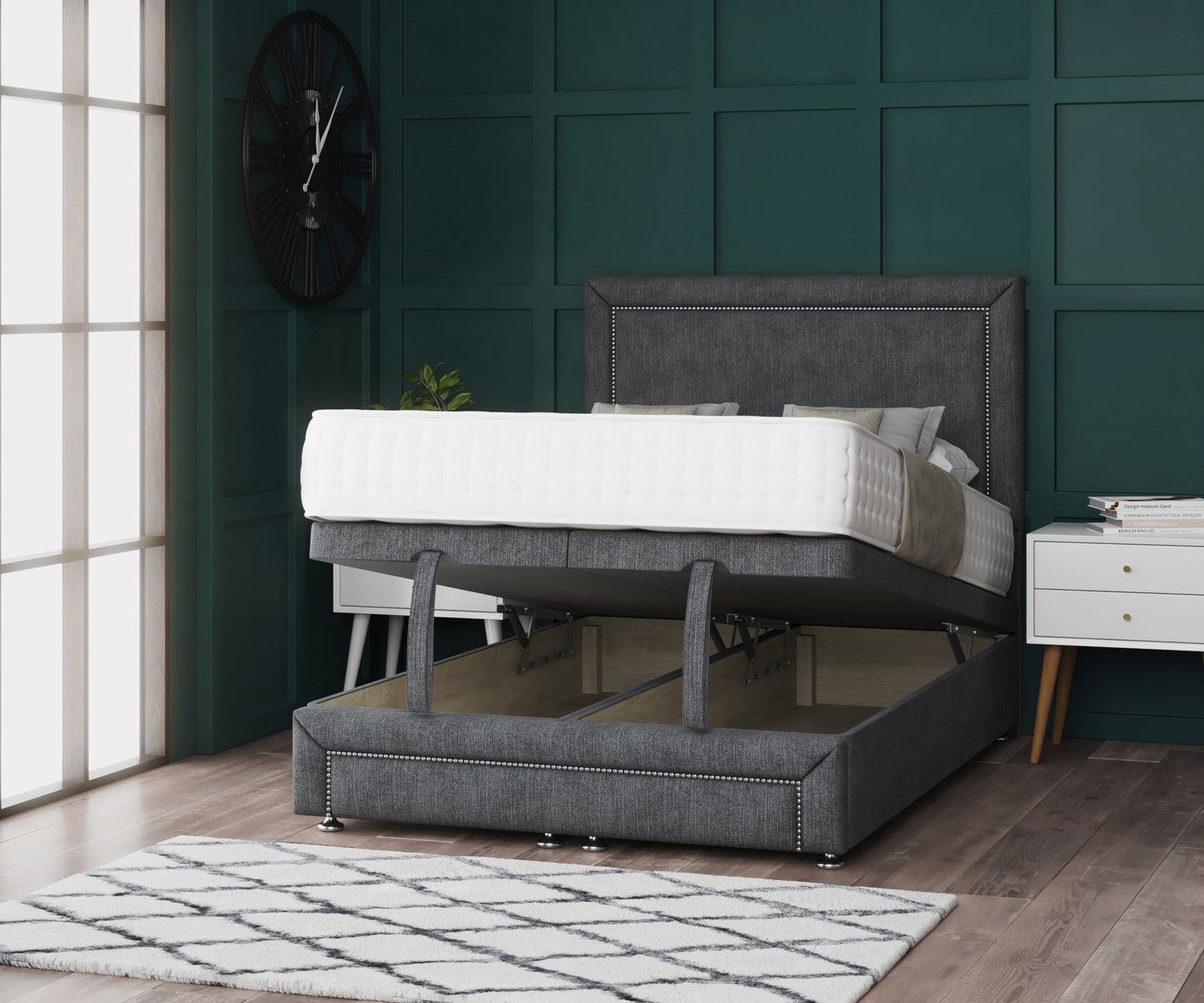 Lit ottoman avec pied de lit et perles Moana