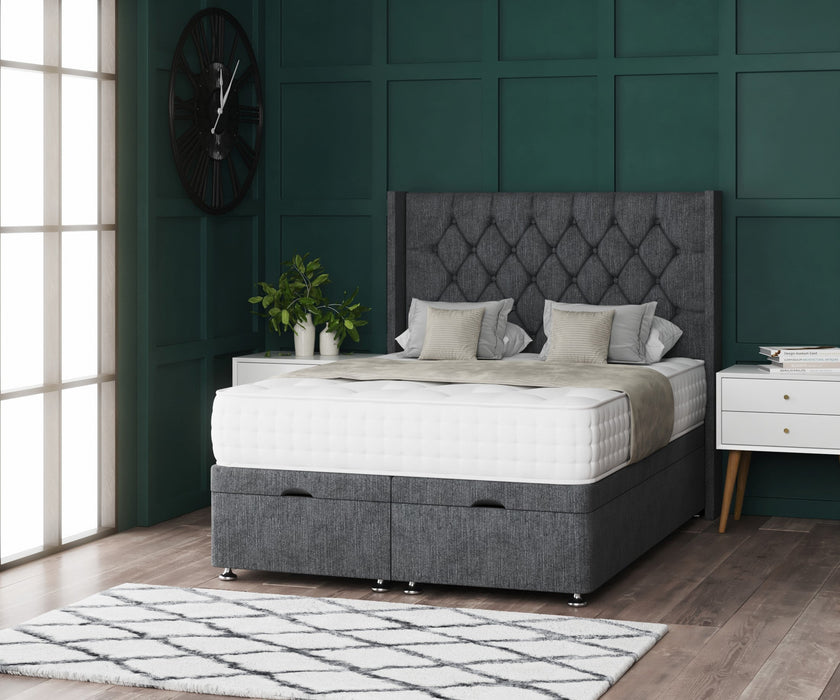 Berlin Ottoman Wing Divan Bed met staand hoofdeinde