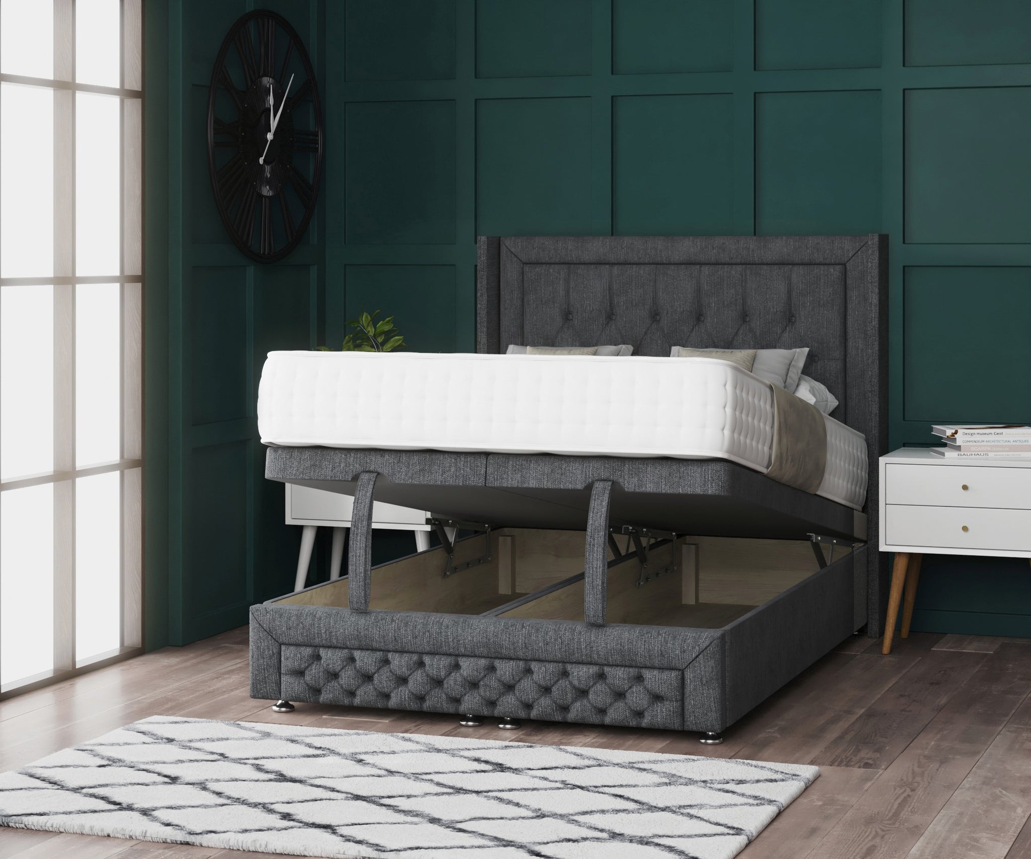Darwin Wing Ottoman Divan Bed With Footboard