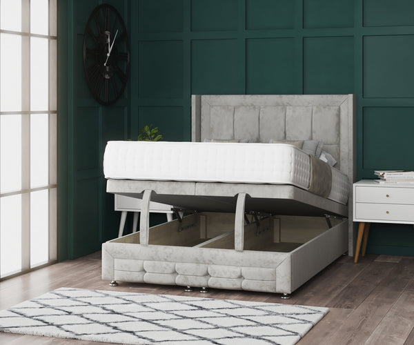 Scarlett Wing Ottoman Divan Bed with Footboard & Floorstanding Headboard