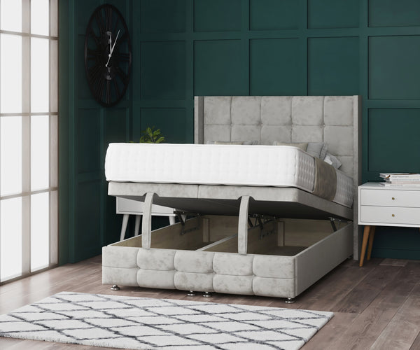 Daisy Ottoman Wing Bed with Footboard & Floorstanding Headboard
