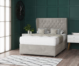 Seoul Wing Beading Divan Bed with Drawer & Floorstanding Headboard
