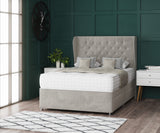 Seoul Wing Beading Divan Bed with Drawer & Floorstanding Headboard