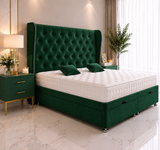 Eve Wing Beading Ottoman Divan Bed & Floorstanding Headboard