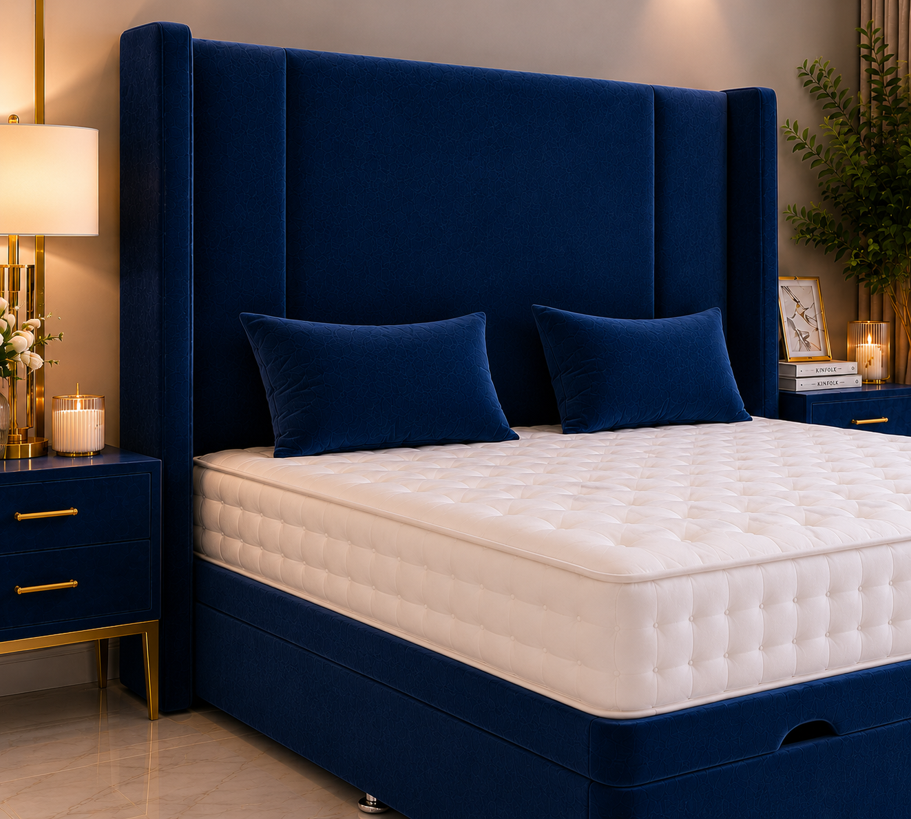 Fiona Wing Ottoman Divan Bed with Floorstanding Headboard