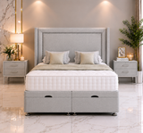 Francis Beading Wing Ottoman Divan Bed with Floorstanding Headboard