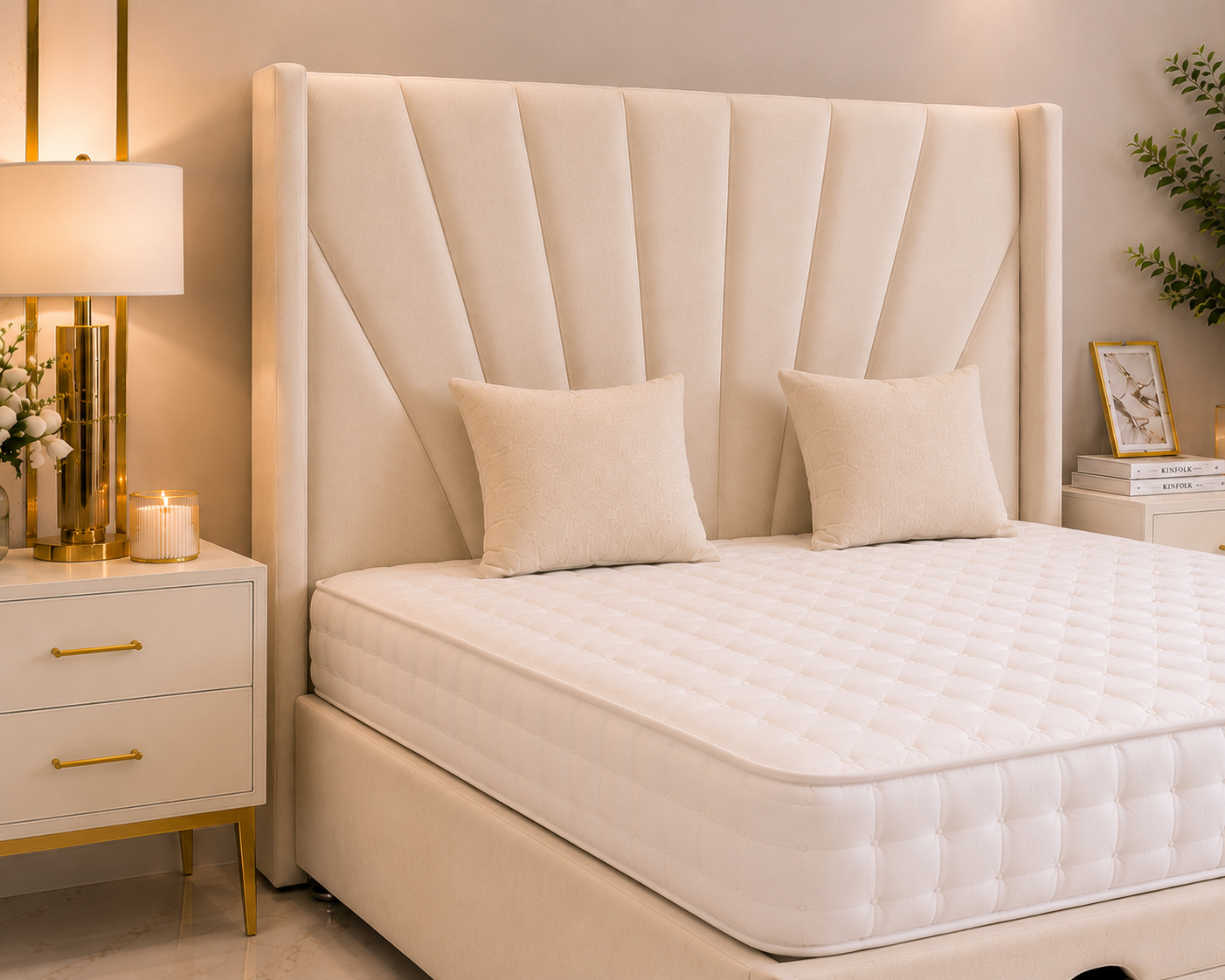 Havana Wing Ottoman Divan Bed with Floorstanding Headboard