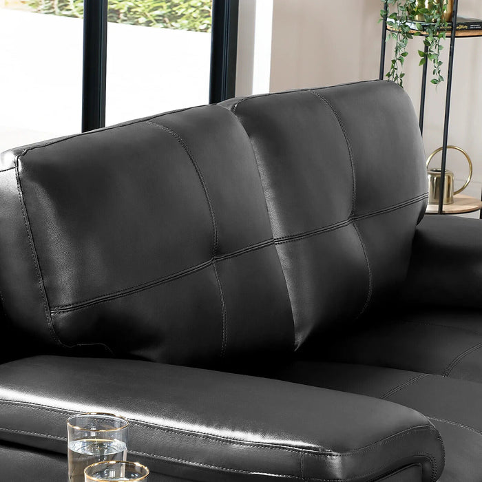 Kansas Sofa In Premium Black Leather