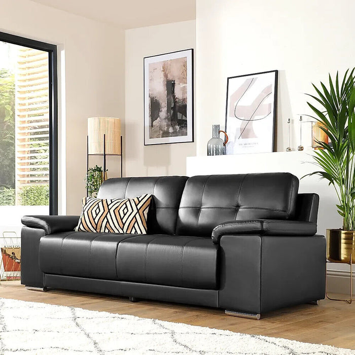 Kansas Sofa In Premium Black Leather