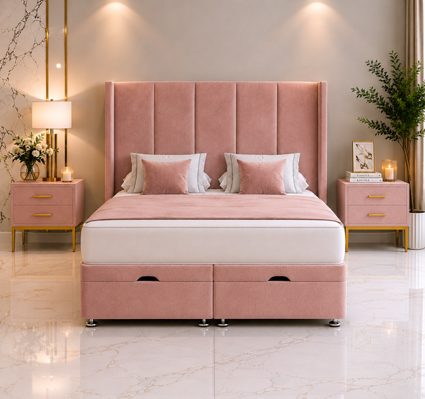 Lit ottoman Lancelot avec tête de lit sur pied