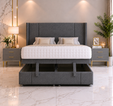 Logan Wing Ottoman Divan Bed  With Footboard & Floorstanding Headboard