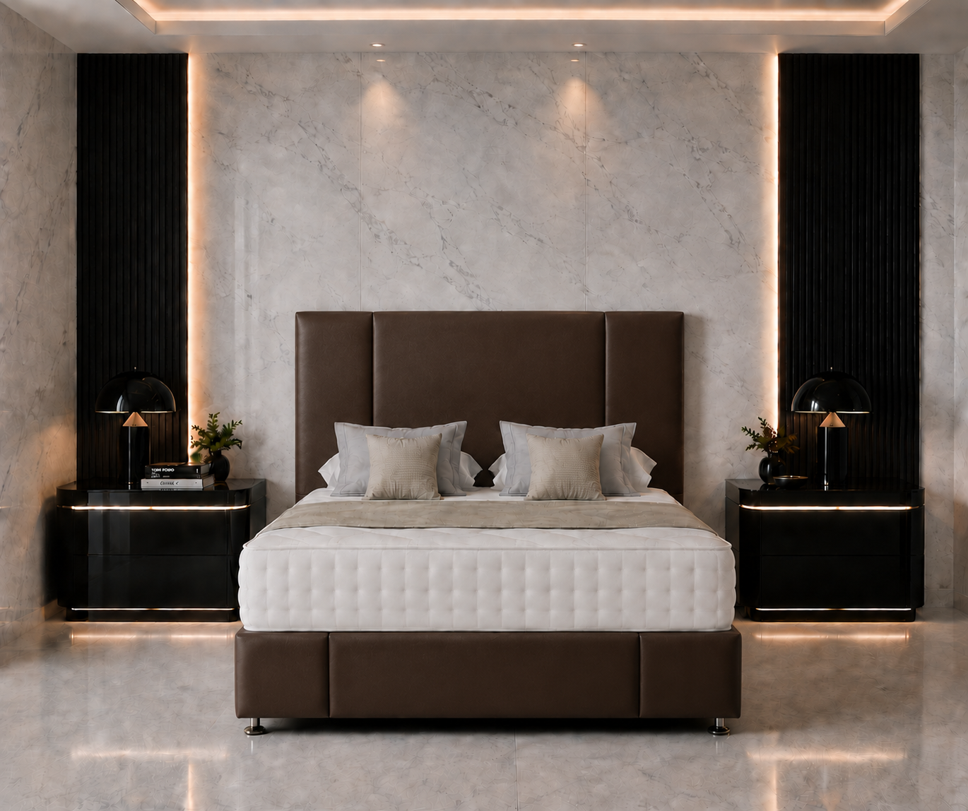Lit Divan Lotus avec tête et pied de lit