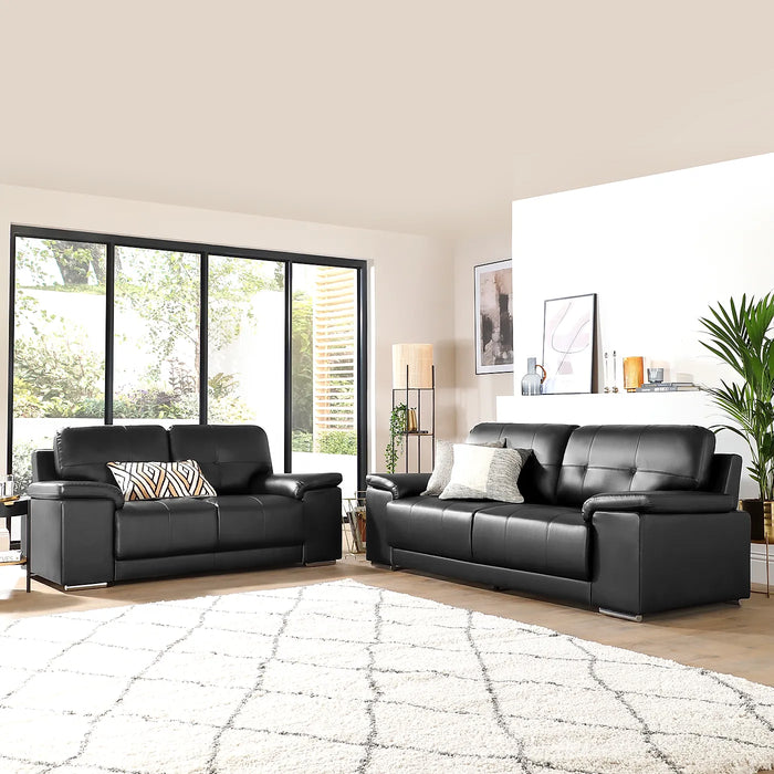 Kansas Sofa In Premium Black Leather