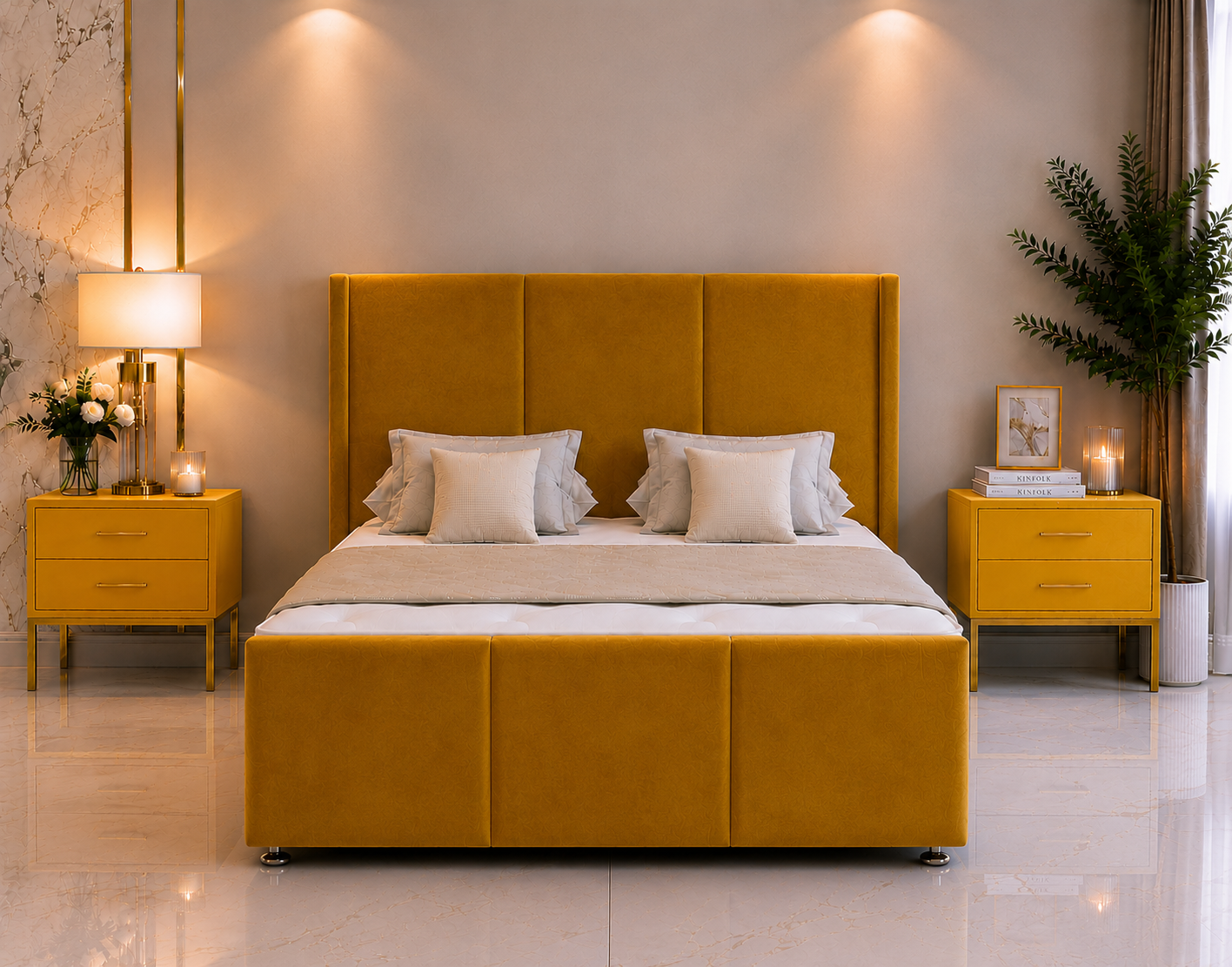 Ensemble de lit ottoman Luna avec pied de lit