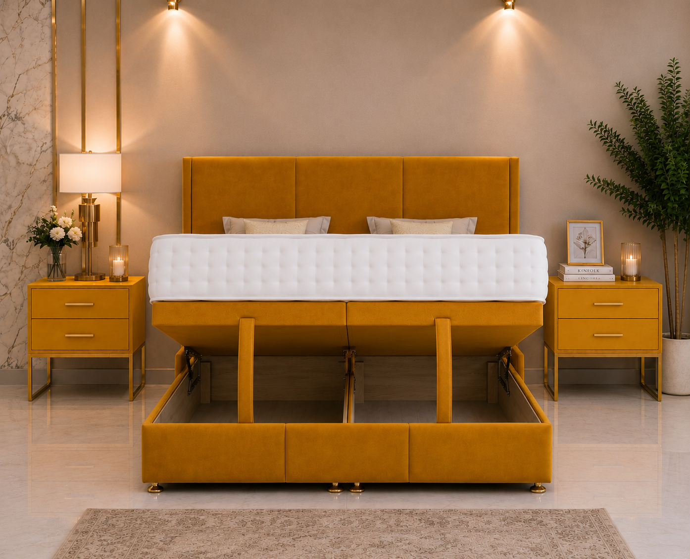 Ensemble de lit ottoman Luna avec pied de lit
