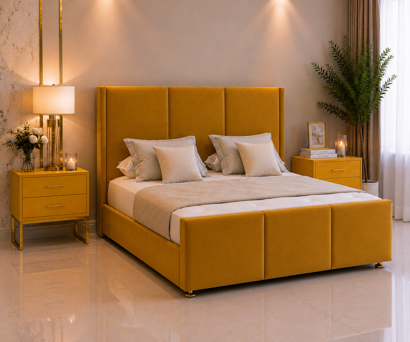 Ensemble de lit ottoman Luna avec pied de lit