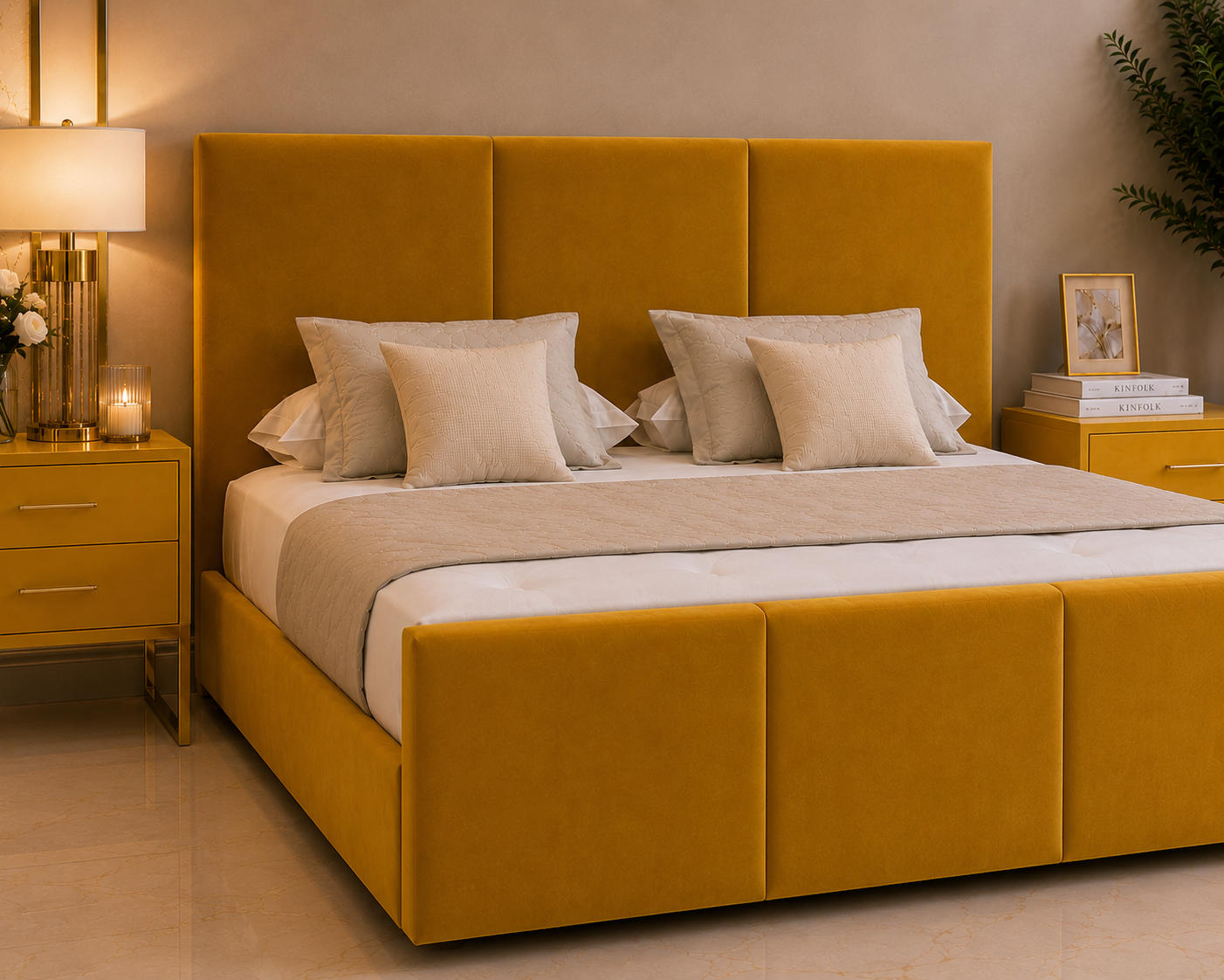 Ensemble de lit ottoman Luna avec pied de lit