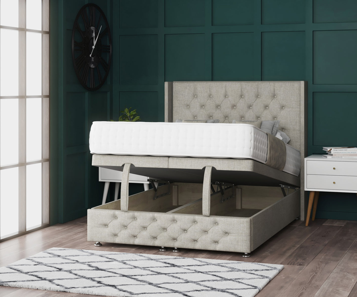 Wing Chesterfield Ottoman Bed With Footboard