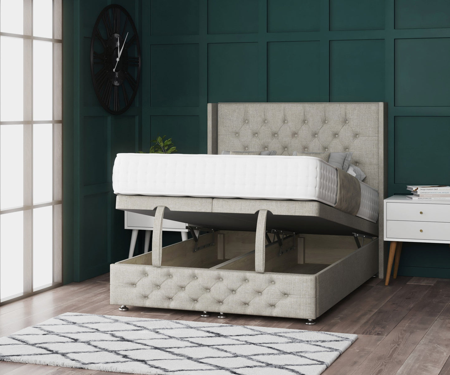 Wing Chesterfield Ottoman Bed With Footboard