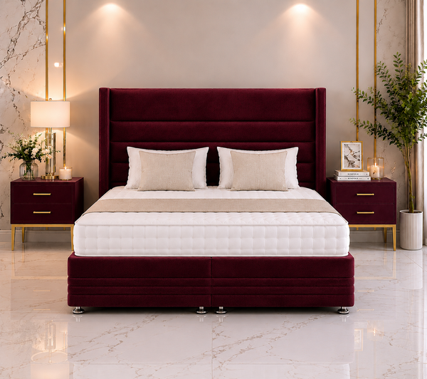 Mango Wing Ottoman Divan Bed with Footboard & Floorstanding Headboard
