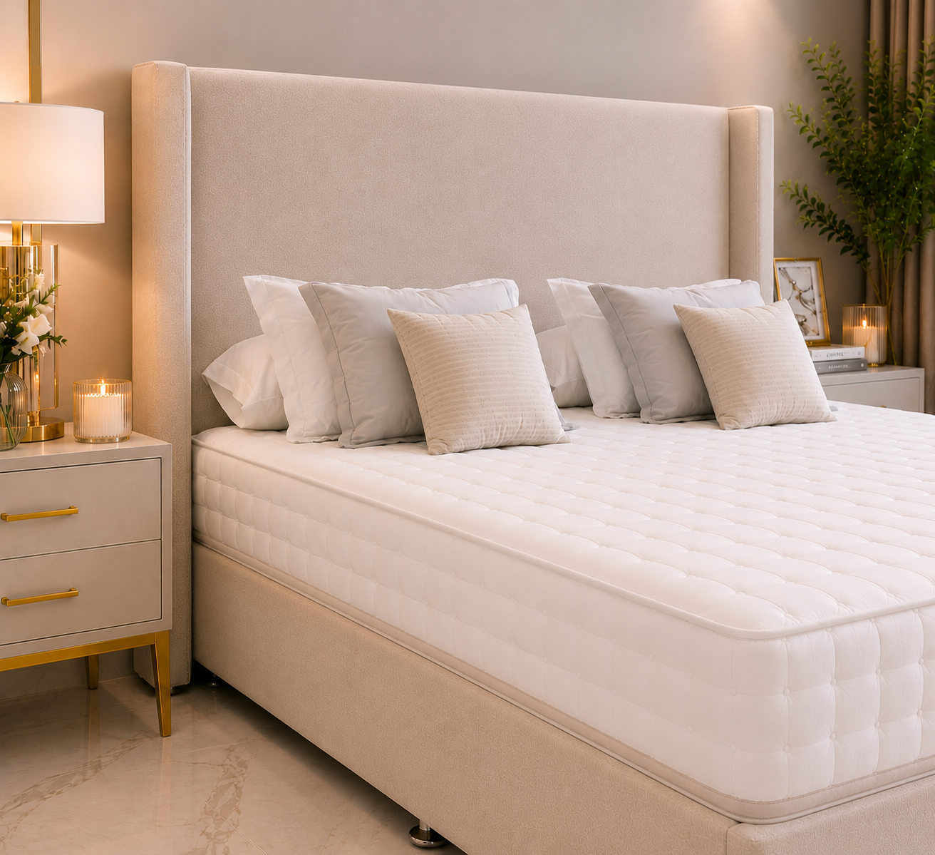 Maverick Wing Ottoman Divan Bed with Floorstanding Headboard