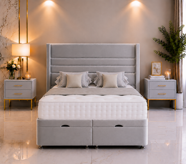 Meghan Wing Ottoman Divan bed with Floorstanding Headboard