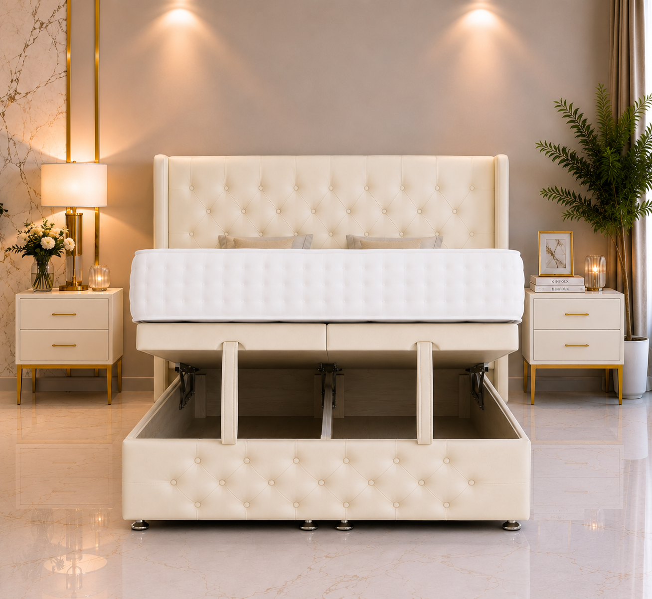 Lit ottoman Monroe Chesterfield avec pied de lit