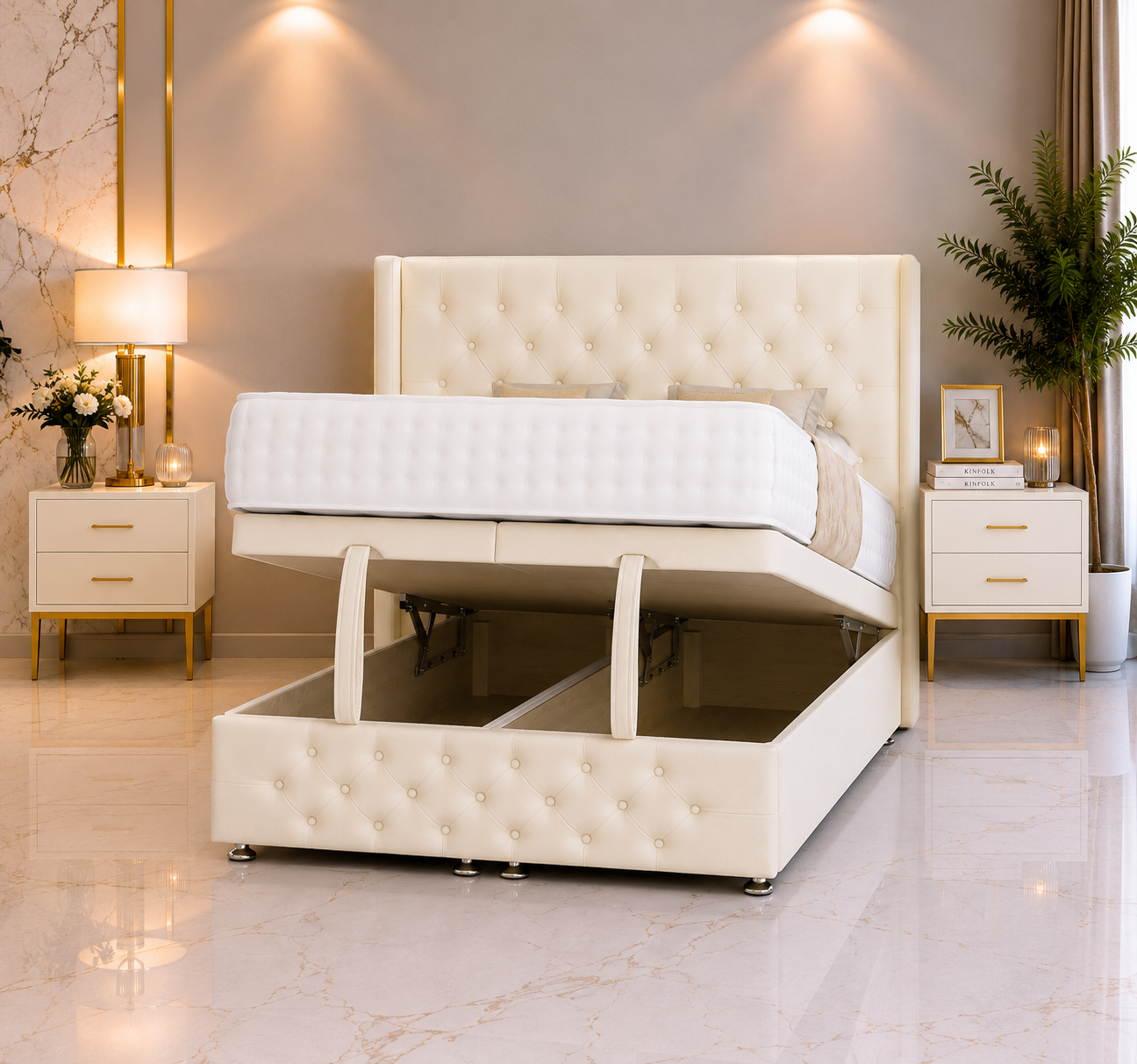Lit ottoman Monroe Chesterfield avec pied de lit