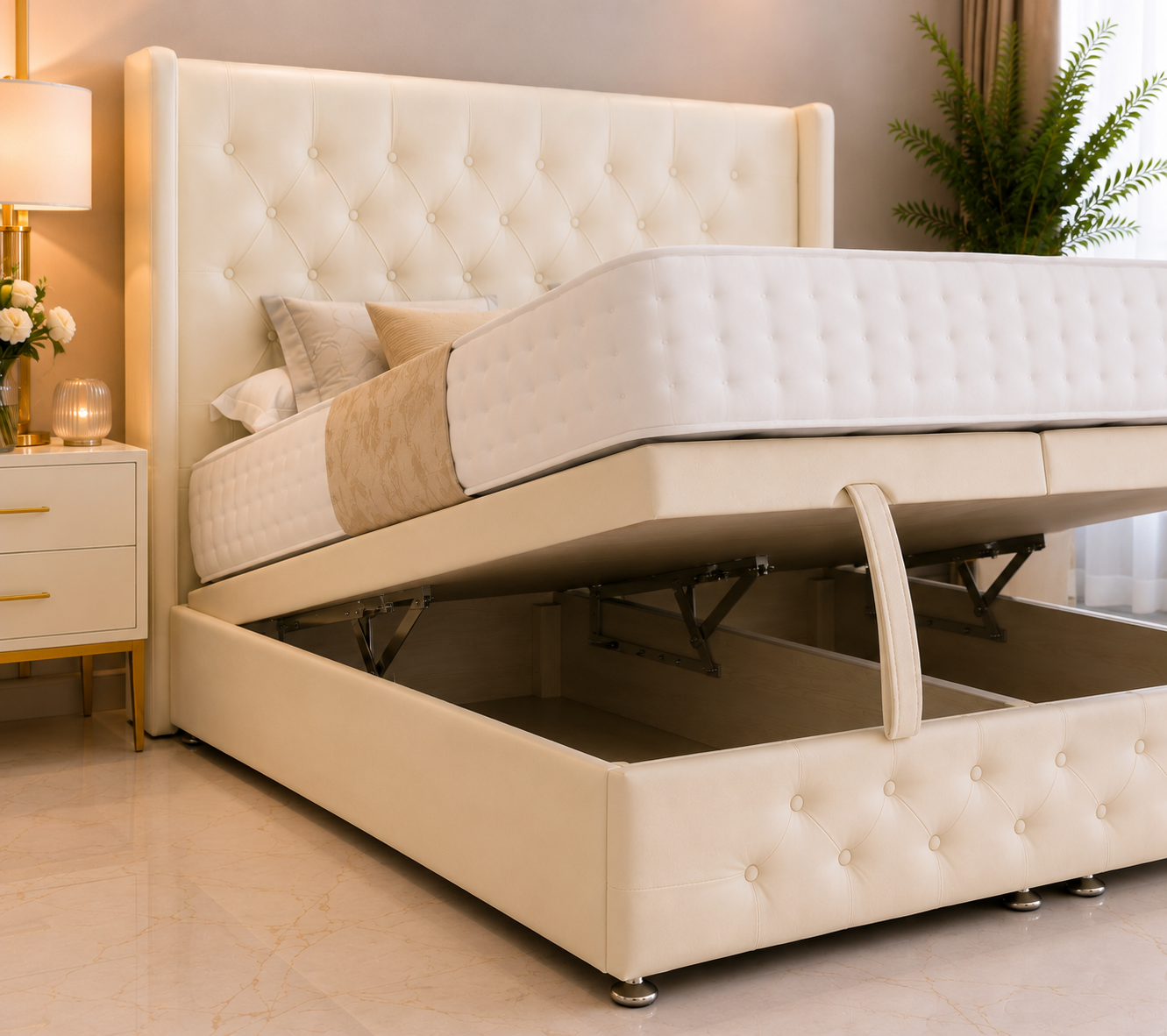 Lit ottoman Monroe Chesterfield avec pied de lit