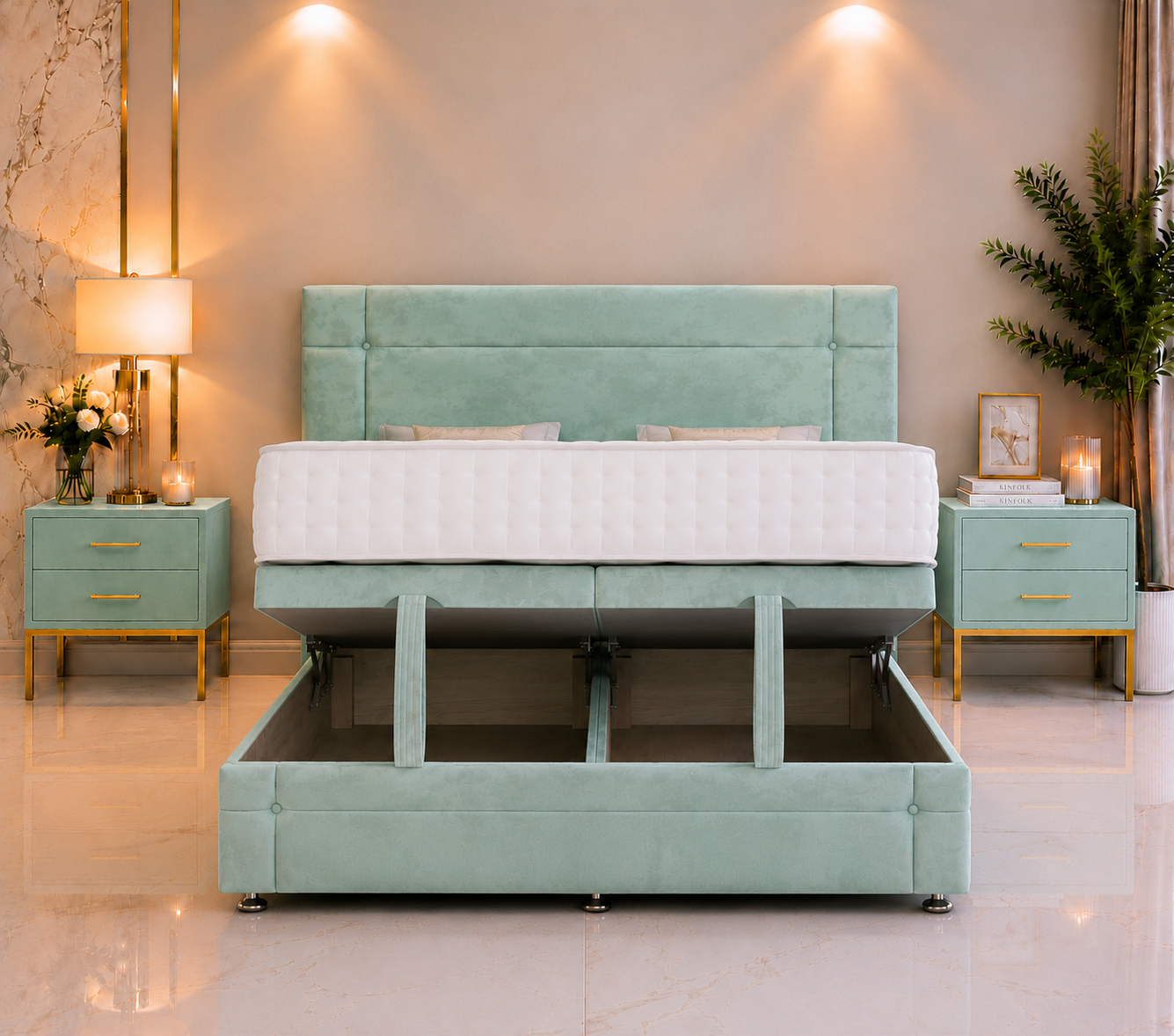 Parel Ottomaanse Bedset Met Voetbord