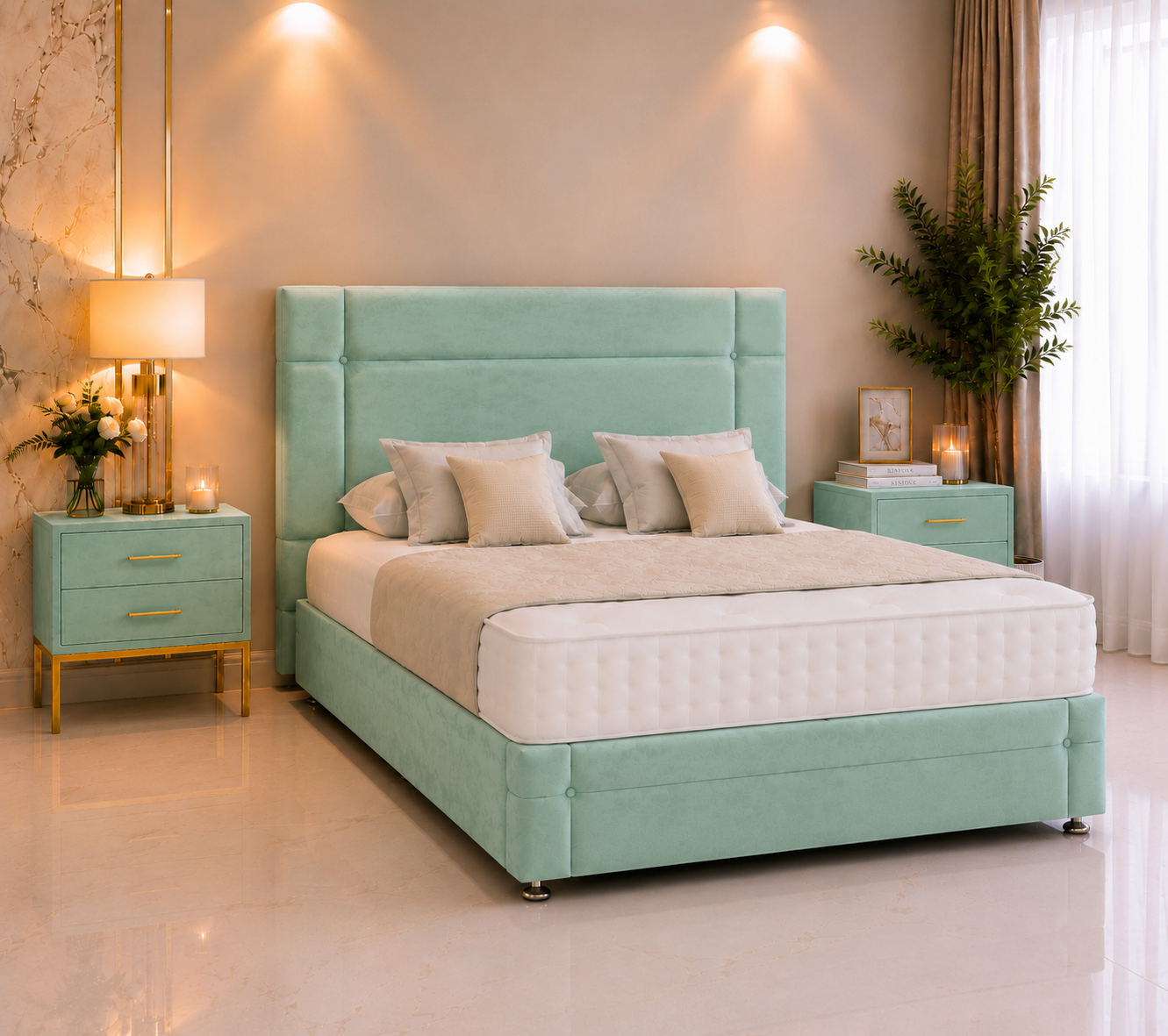 Parel Ottomaanse Bedset Met Voetbord
