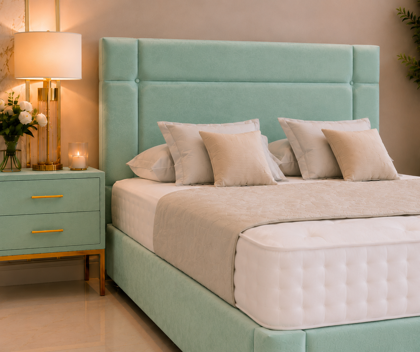 Parel Ottomaanse Bedset Met Voetbord