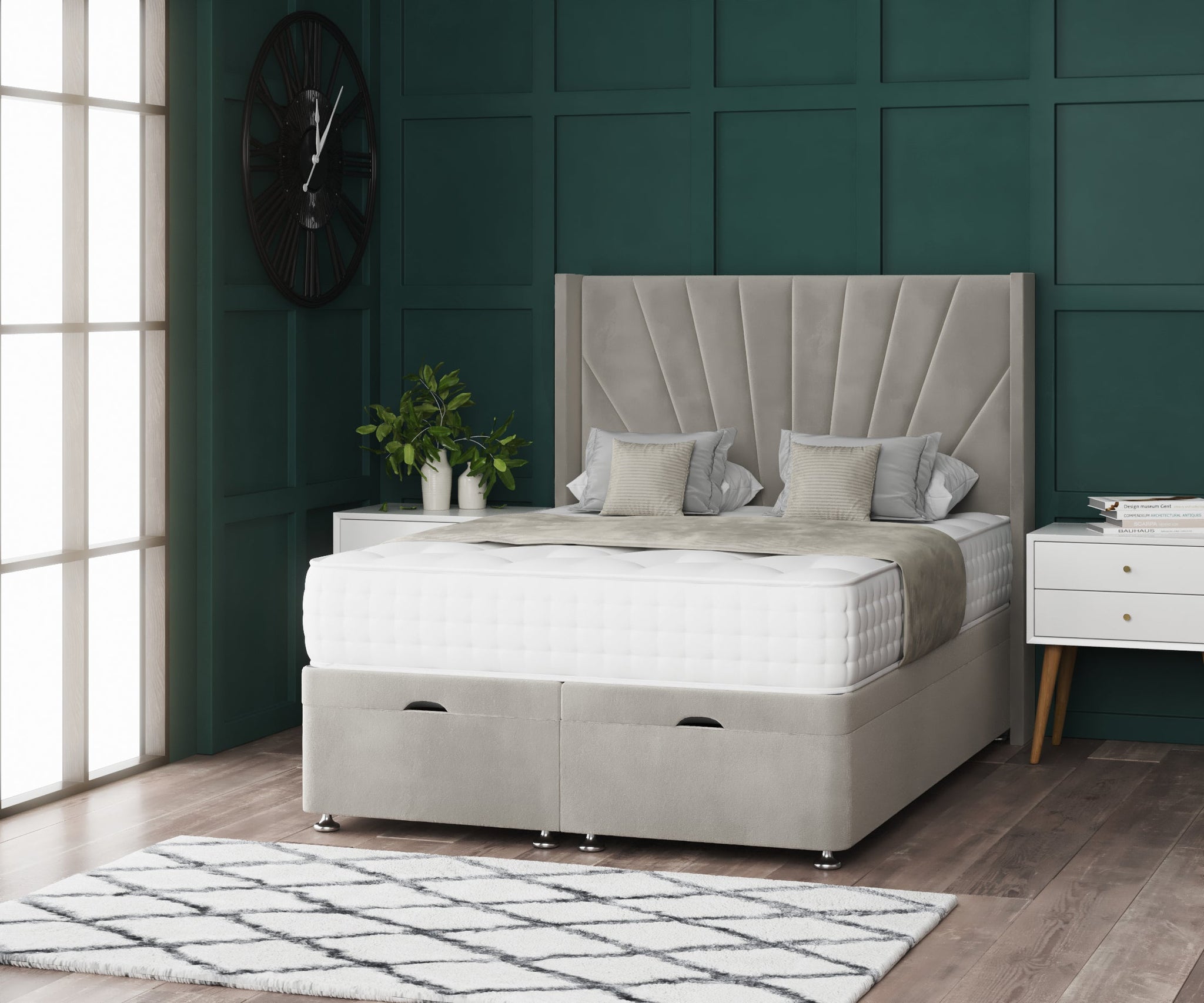 Havana Wing Ottoman Divan Bed with Floorstanding Headboard