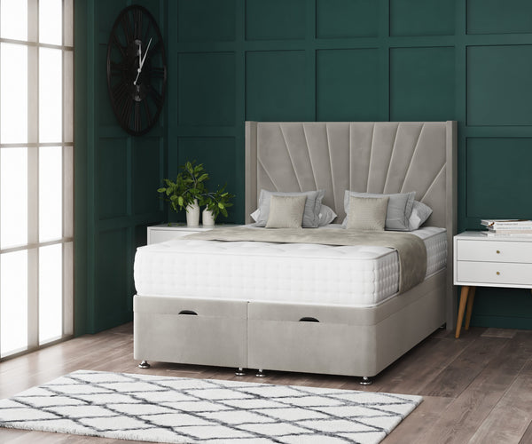 Havana Wing Ottoman Divan Bed with Floorstanding Headboard