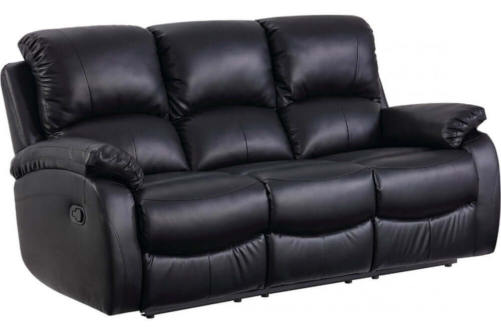 Roma Recliner Sofa In Premium Black Leather