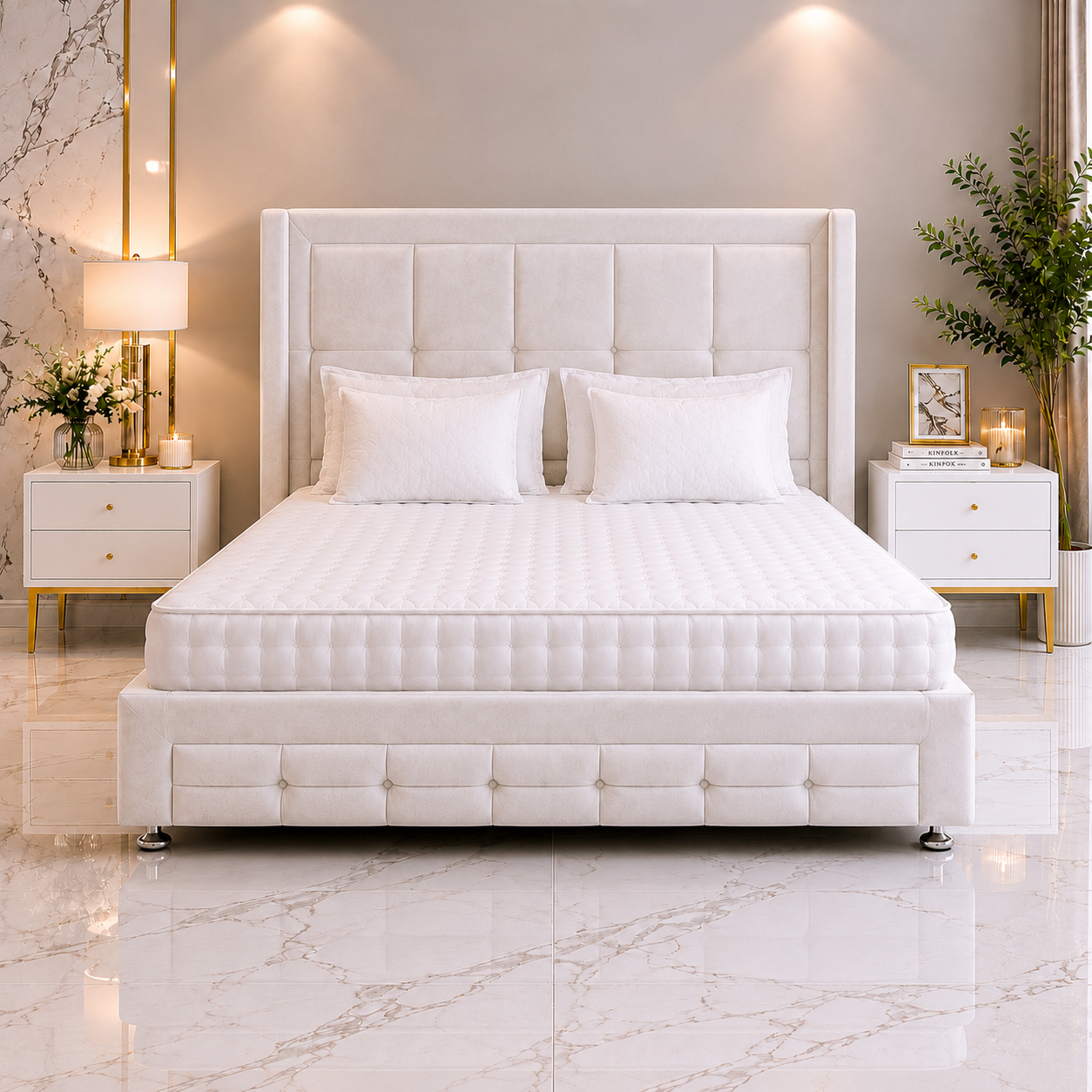 Scarlett Wing Ottoman Divan Bed with Footboard & Floorstanding Headboard