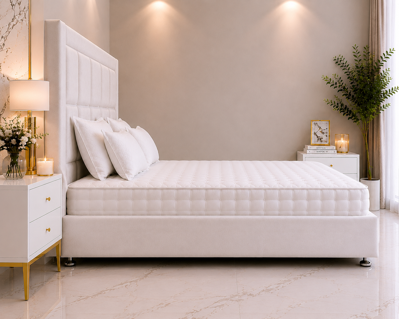 Scarlett Wing Ottoman Divan Bed with Footboard & Floorstanding Headboard